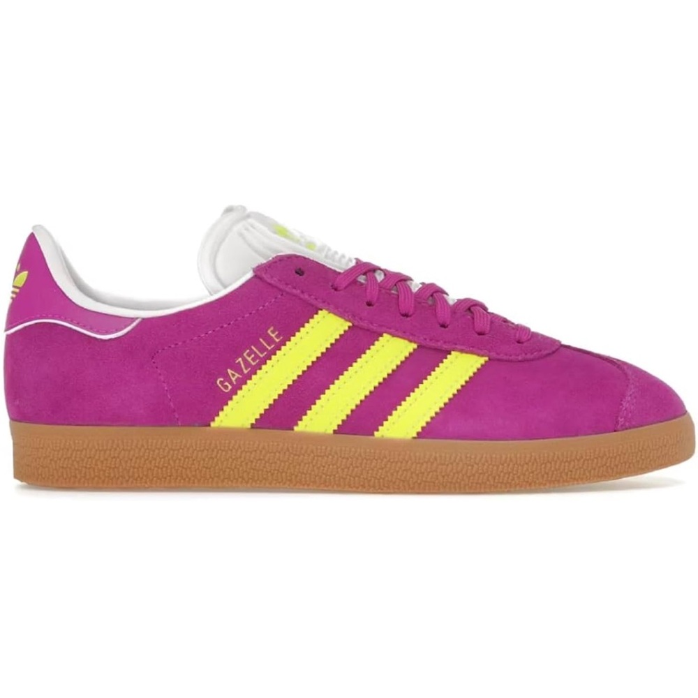 Adidas Gazelle Purple Burst and Solar. Yellow Sneakers